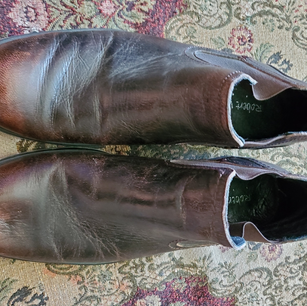 Brown leather boots